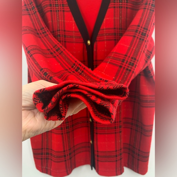 Vintage Preppy 80s/90s Red Black Gold Two in One Sweater Large - Picture 3 of 13